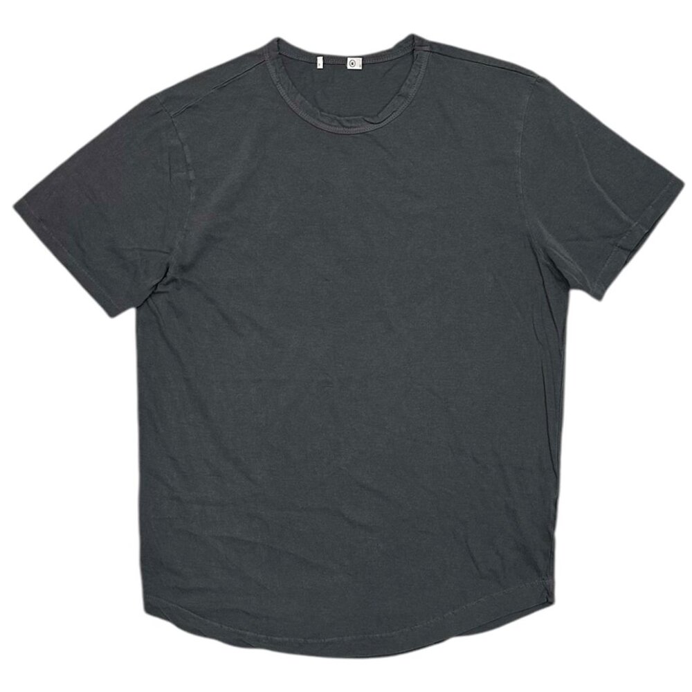 Buck Mason Men's Pima Cotton Curved Hem Crewneck Tee T-Shirt in Faded Black